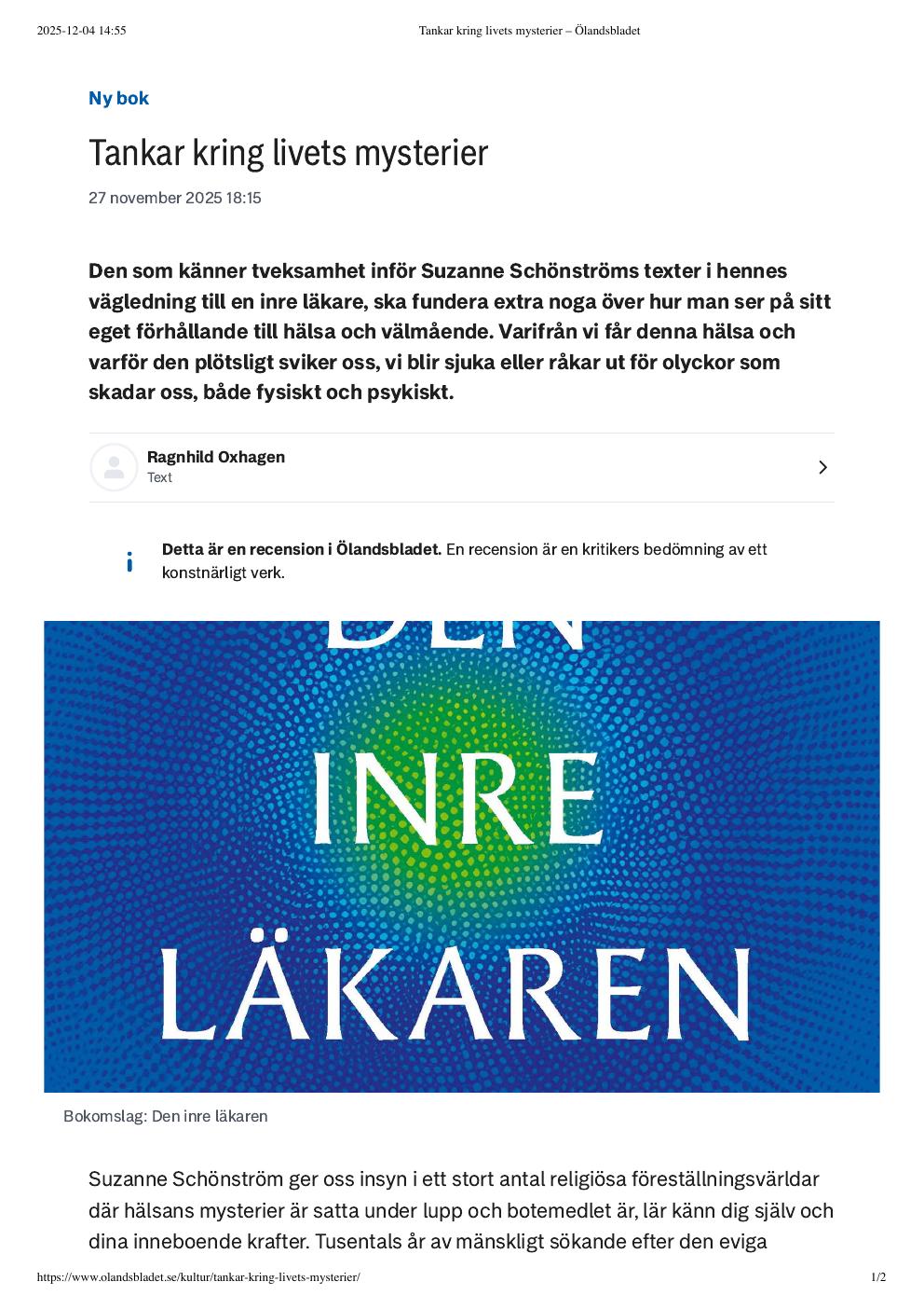 Ölandsbladet – Tankar kring livets mysterier
